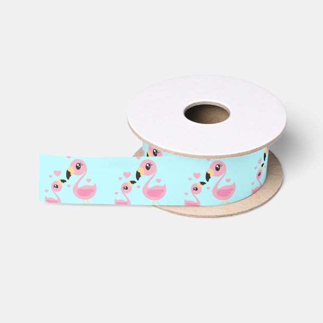 Lazo De Raso Flamingo Baby Shower Cute Tropical (Carrete)