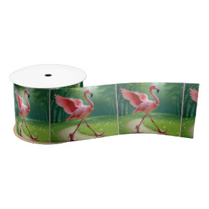 Lazo De Raso Flamingo con tacones altos y perlas