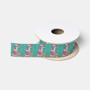 LAZO DE RASO FLAMINGO DE COLOR ROSA CALIENTE SANTA, NAVIDADES R