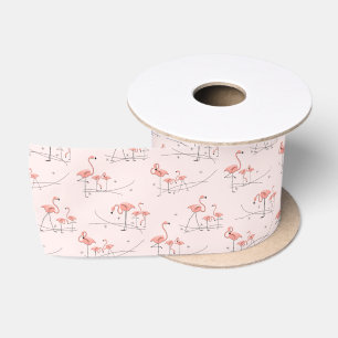 Lazo De Raso Flamingos Satina rosa con varias cintas