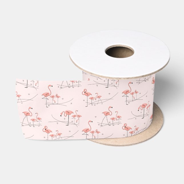 Lazo De Raso Flamingos Satina rosa con varias cintas (Carrete)
