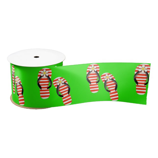 Lazo De Raso Flip Flops a rayas en verde (Carrete)