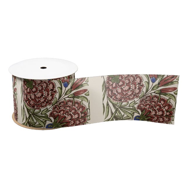 Lazo De Raso Flor de clavel Tile Antiguo Arte Rústico (Carrete)