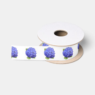 Lazo De Raso Flor de Hortensia Azul
