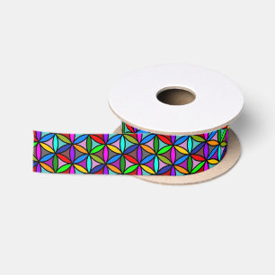 Lazo De Raso Flor de vida - patrón sin costuras - multicolor