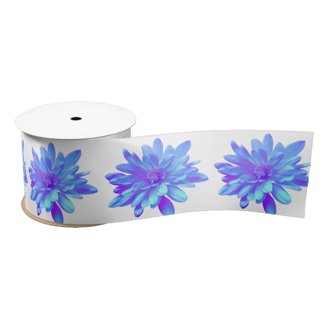 Lazo De Raso Flor floral azul violeta elegante (Carrete)