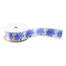 Lazo De Raso Flor floral azul violeta elegante