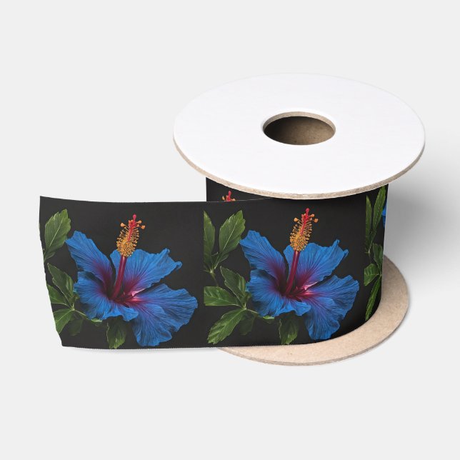 Lazo De Raso Flor Hibiscus azul en flor, (Carrete)
