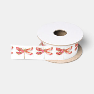 Lazo De Raso Flor libélula con sakura de joyas