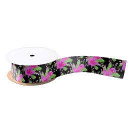 Lazo De Raso Flor rosa brillante