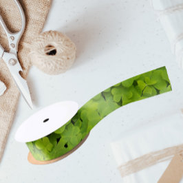 Lazo De Raso Flor verde brillante de Shamrock