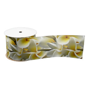 Lazo De Raso Flora Boda blanca de Plumeria amarilla