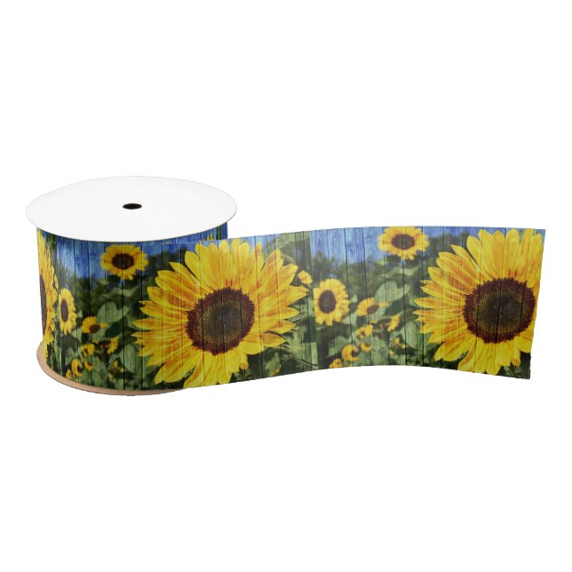 Lazo De Raso Flora pintada de girasoles (Carrete)