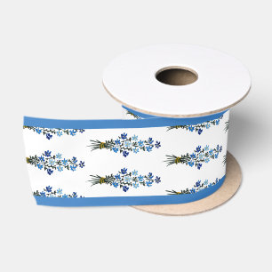 Lazo De Raso Floral Acuarela Azul Bohemio