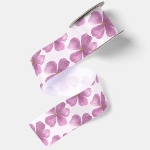 Lazo De Raso Floral Acuarela Púrpura