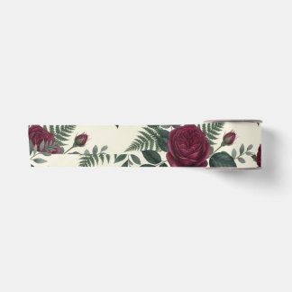 Lazo De Raso Floral Burdeos y Verde Bosque 