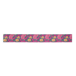 Lazo De Raso Floral chinoica rosa y amarillo brillante