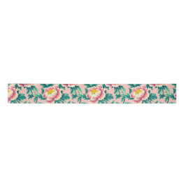 Lazo De Raso Floral Chinoiserie rosa audaz