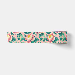 Lazo De Raso Floral Chinoiserie rosa audaz