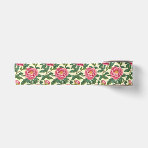 Lazo De Raso Floral Chinoiserie rosa, verde y amarilla