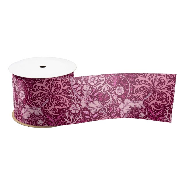 Lazo De Raso Floral de algas marinas de estilo Art Nouveau, ros (Carrete)