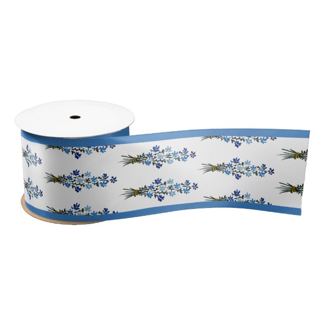 Lazo De Raso Floral de color azul bohemio (Carrete)