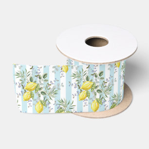 Lazo De Raso Floral de Flor de Limón Italiano Franja Mediterrán