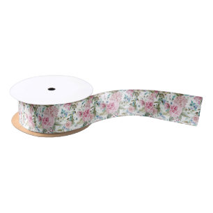 Lazo De Raso Floral de lavanda Verde azulada rosa de Moda de ca
