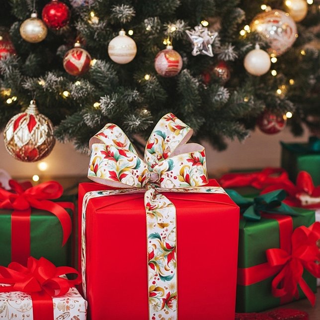 Lazo De Raso Floral de navidades girados (Subido por el creador)