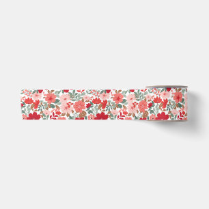 Lazo De Raso Floral de Navidades rojos
