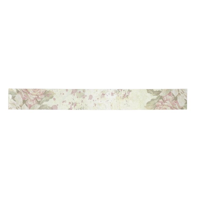 Lazo De Raso Floral de rosa rosada Shabby Chic (Anverso)