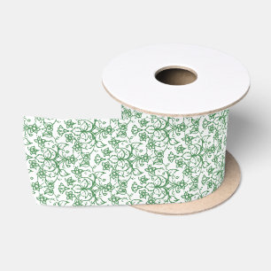 Lazo De Raso Floral elegante decorativo blanco verde del bígar