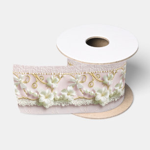 Lazo De Raso Floral Rosa Romántica