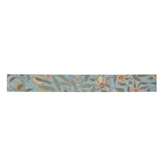 Lazo De Raso Floral virgen William Morris Floral Azul Fruta (Anverso)