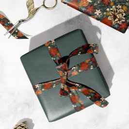 Lazo De Raso Florales de invierno ventilado a mano verde oscuro