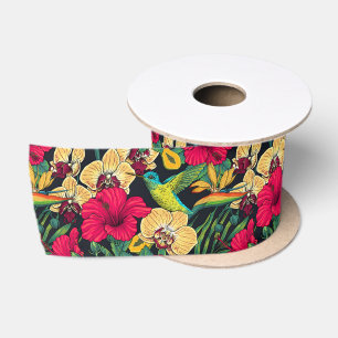 Lazo De Raso Florales Tropicales y Colibrí - Botanica de Verano