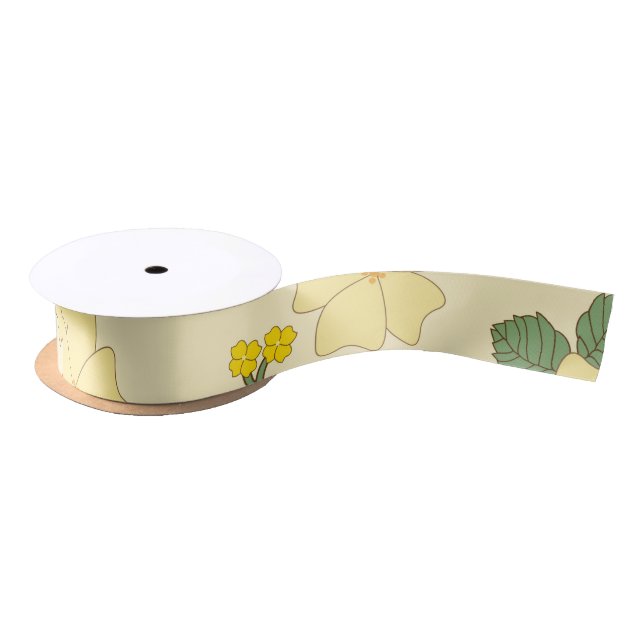 Lazo De Raso Flores Amarillas, Patrón Floral, Patrón De Flores (Carrete)