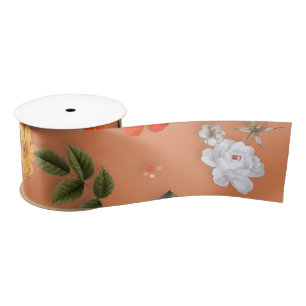 Lazo De Raso Flores amarillas y rosas blancas 25