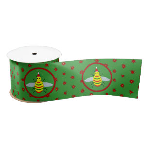 Lazo De Raso Flores de abeja y de poinsettia para Navidades peq