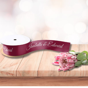 Lazo De Raso Flores de Boda Burgundy Liso y Cinta de Satén para