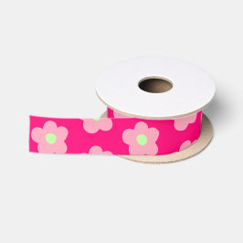 Lazo De Raso Flores de cerezo en rosa