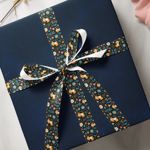 Lazo De Raso Flores de cigalas azules