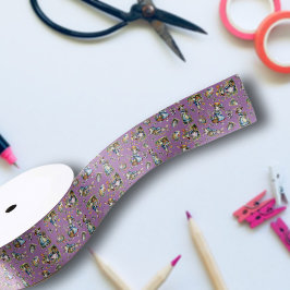 Lazo De Raso Flores de conejito de Semana Santa púrpura Vintage