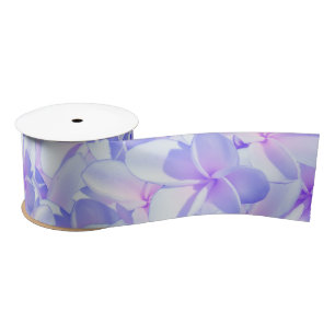 Lazo De Raso Flores de Frangipani rosadas y malvas,