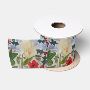 Lazo De Raso Flores de invierno y Holly