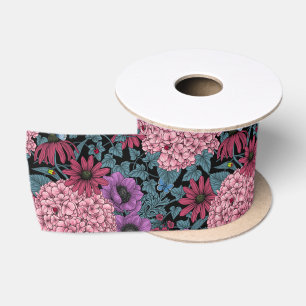 Lazo De Raso Flores de jardín en negrita