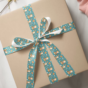 Lazo De Raso Flores de pipa verde azulada de Naranja suave