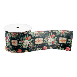 Lazo De Raso Flores de Poinsettia festiva para navidades