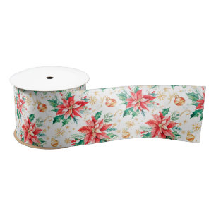 Lazo De Raso Flores de Poinsettia festiva para navidades