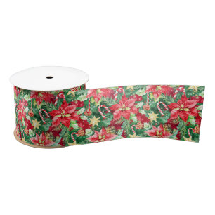 Lazo De Raso Flores de Poinsettia festiva para navidades